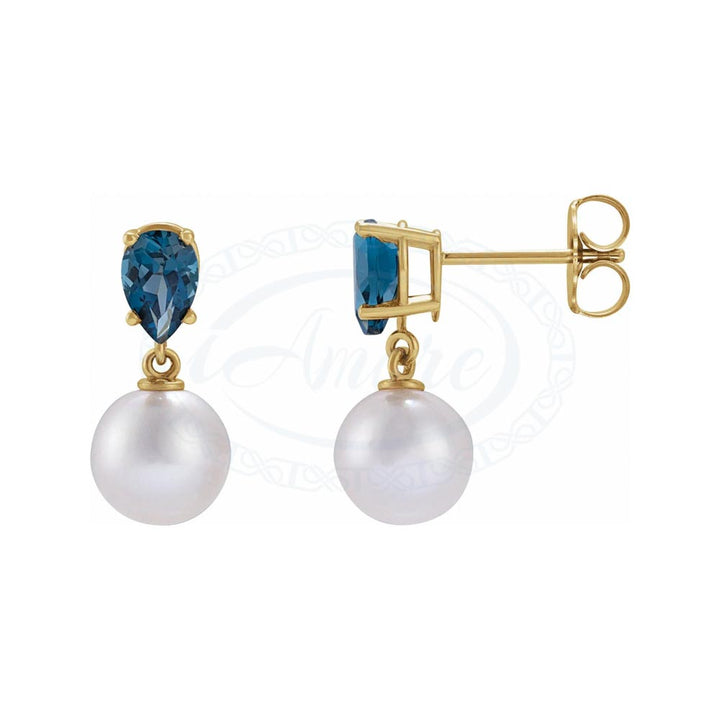 14K Gold Pear Earring Top with Pearl Dangle Earrings Blank Mounting
