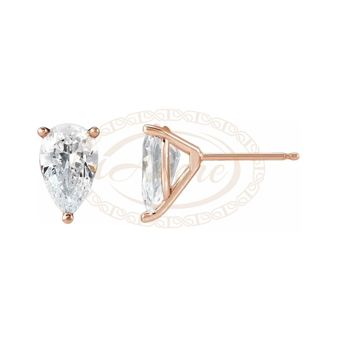 Pair 14K Gold 3-Prong Pear Martini Cocktail Stud Earring Mountings