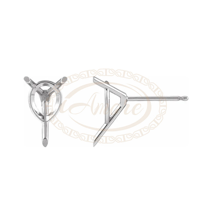 Pair 14K Gold 3-Prong Pear Martini Cocktail Stud Earring Mountings