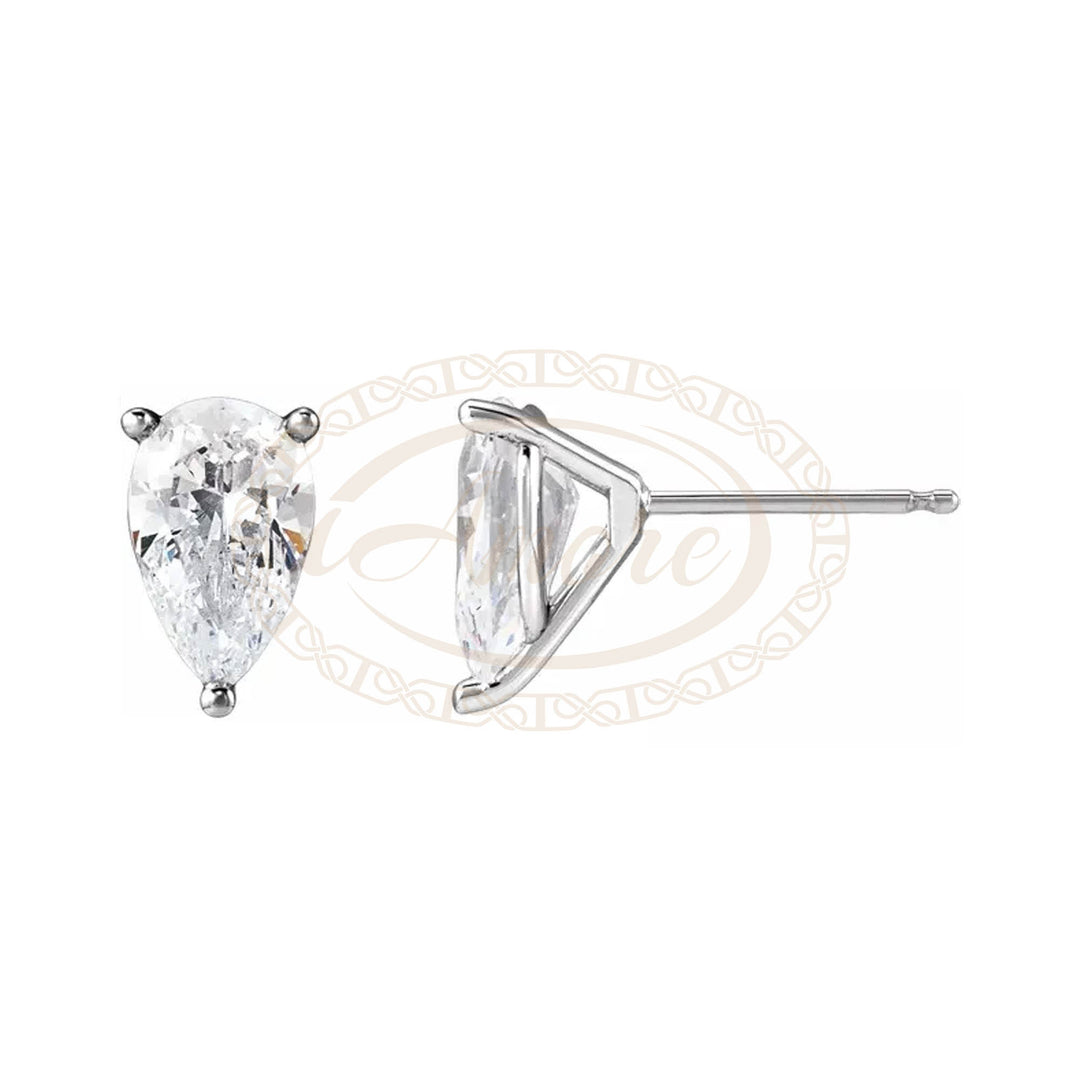 Pair 14K Gold 3-Prong Pear Martini Cocktail Stud Earring Mountings