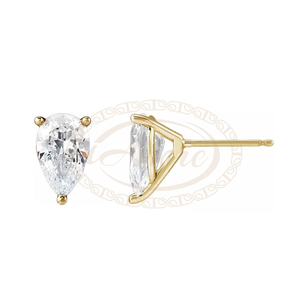 Pair 14K Gold 3-Prong Pear Martini Cocktail Stud Earring Mountings