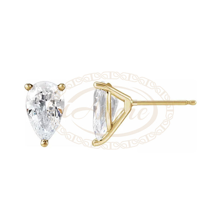 Pair 14K Gold 3-Prong Pear Martini Cocktail Stud Earring Mountings