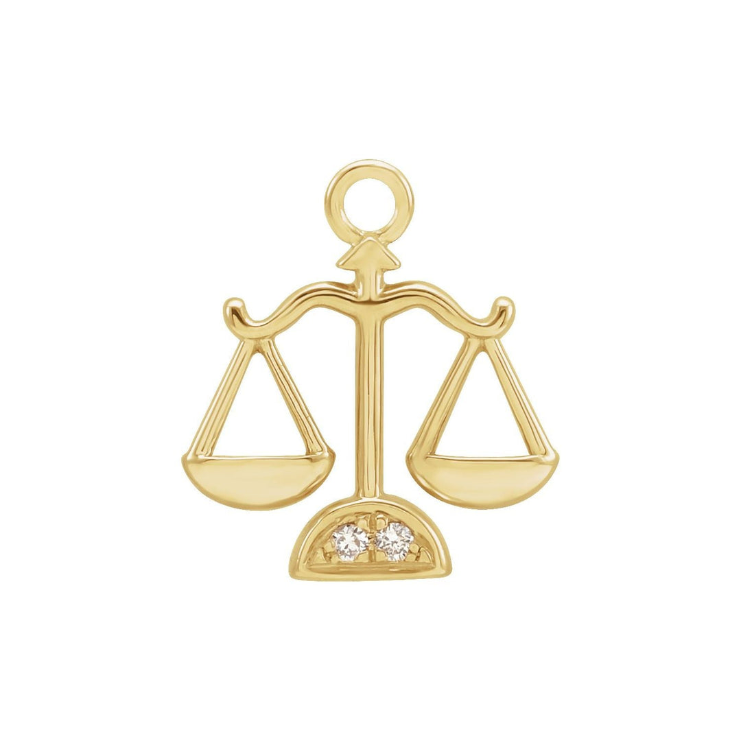 14k yellow gold diamond petite Libra dangle.