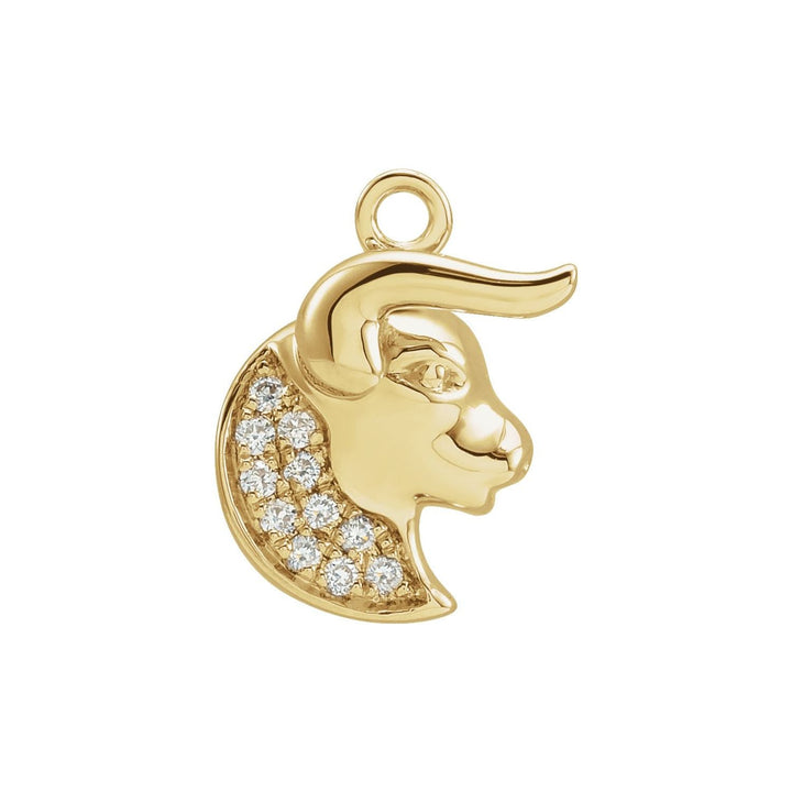 14k yellow gold petite zodiac Taurus diamond dangle.