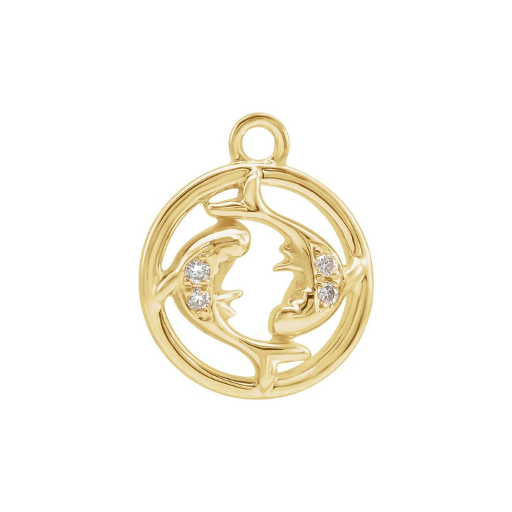 14k yellow gold petite zodiac Pisces diamond dangle.