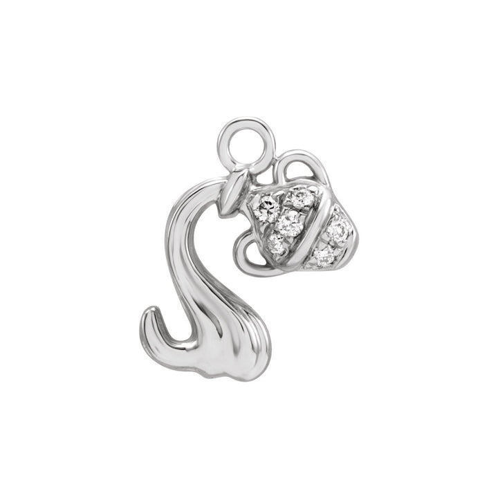 14k white gold diamond petite Aquarius dangle.