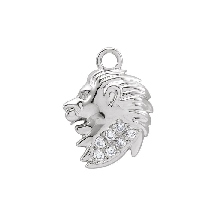 14k white gold diamond petite Leo dangle.