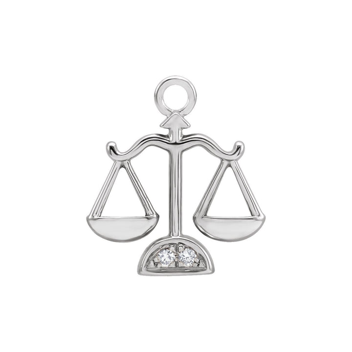 14k white gold diamond petite Libra dangle.