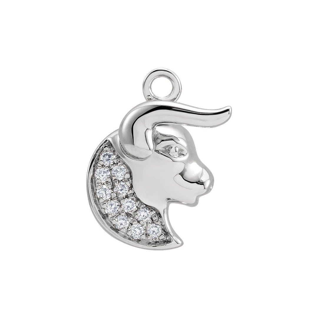 14kwhite gold petite zodiac Taurus diamond dangle.