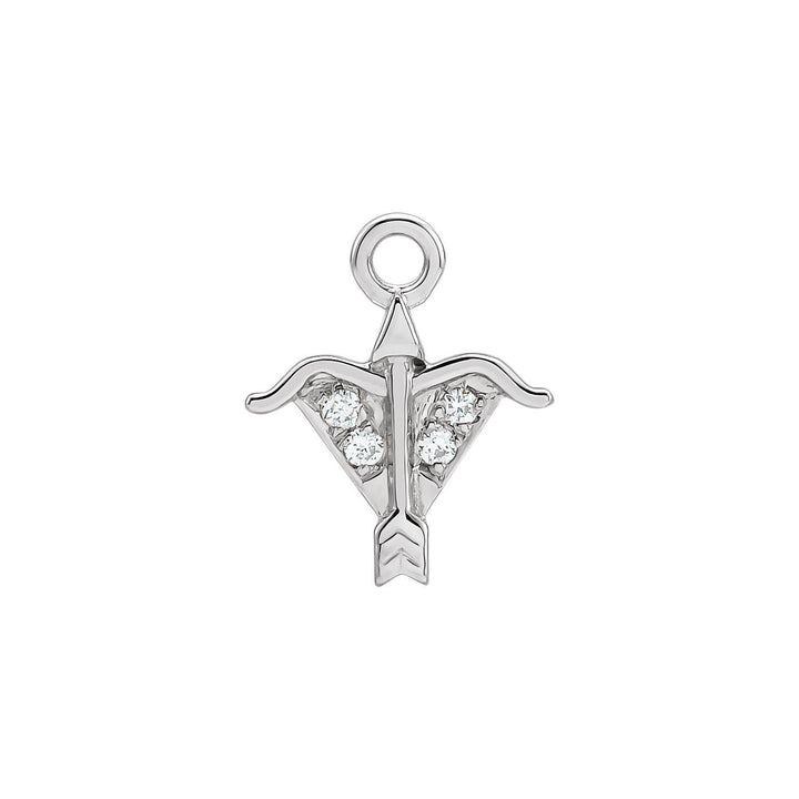 14k white gold petite zodiac Sagittarius diamond dangle.