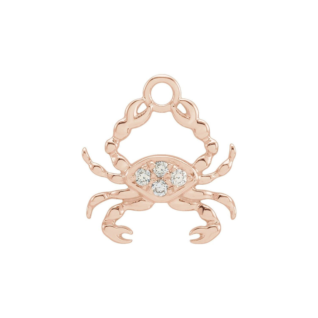 14k rose gold diamond petite Cancer dangle.