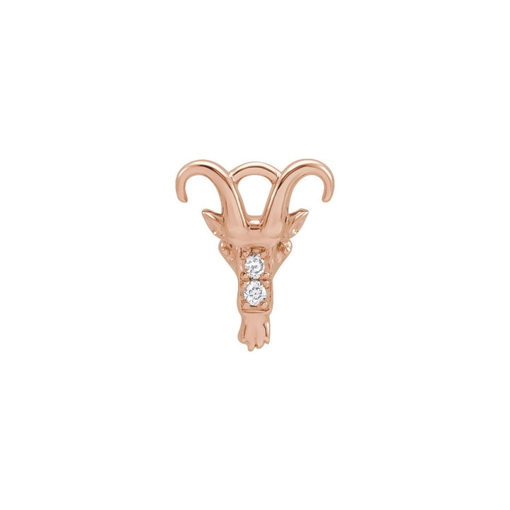 14k rose gold diamond petite Capricorn dangle.