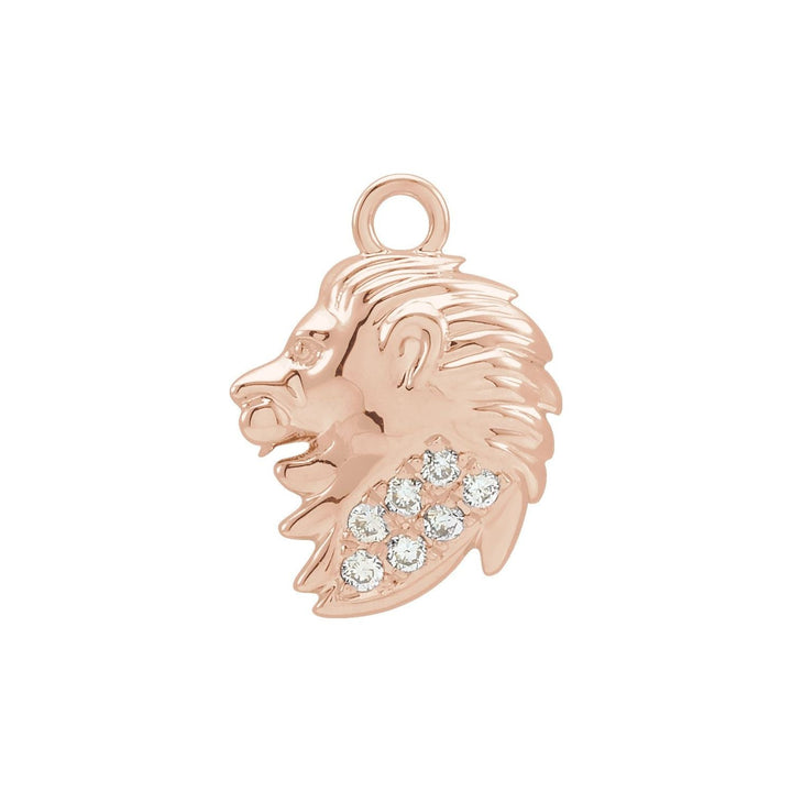 14k rose gold diamond petite Leo dangle.