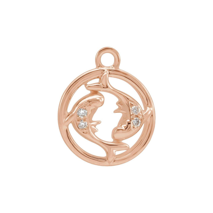 14k rose gold petite zodiac Pisces diamond dangle.