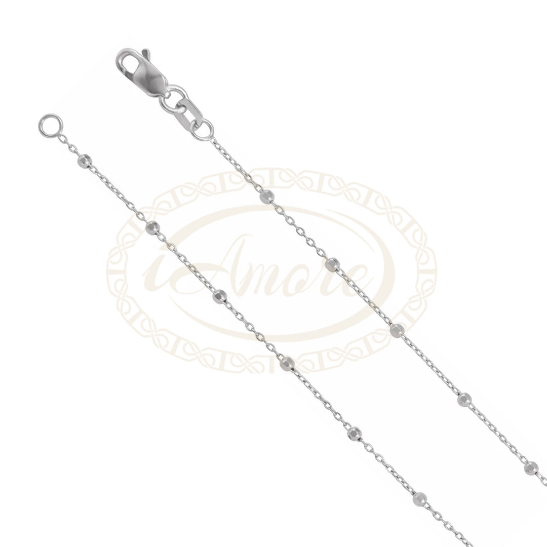 14k white gold satellite beaded cable chain 7" 16" 18" 20" 24".