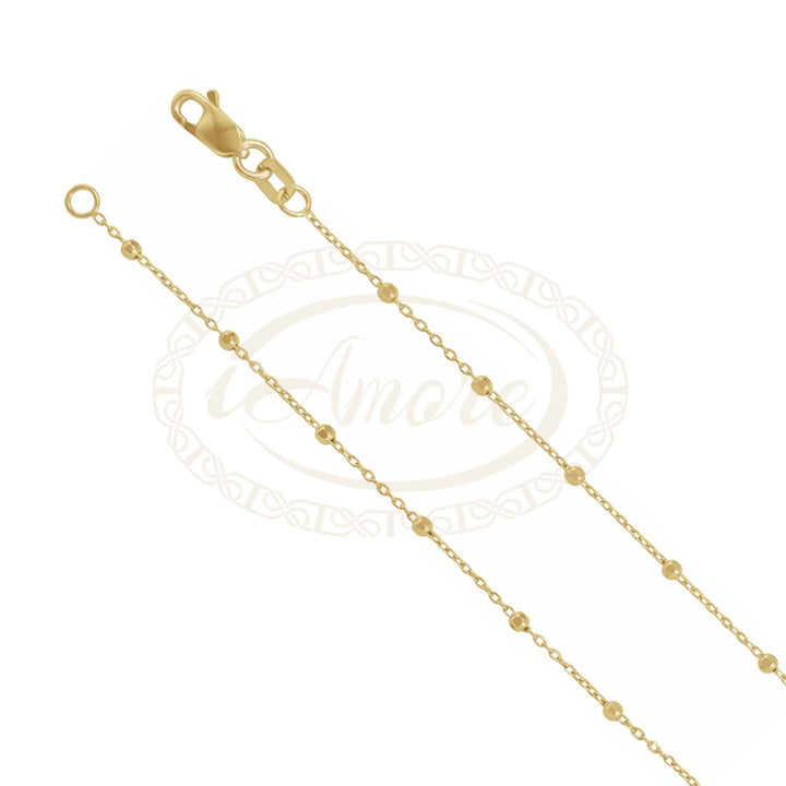 14k yellow gold satellite beaded cable chain 7" 16" 18" 20" 24".