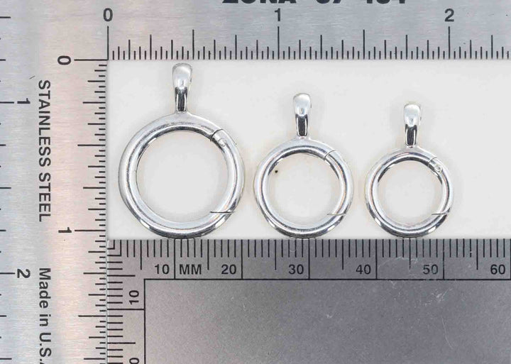 Sterling Silver Charm Holder Hinged Pendants Circle Ring Holder