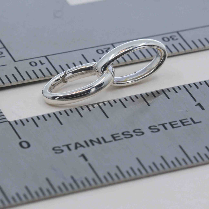 Multifunctional Sterling Silver Double Oval Ring Clasp Assembly with Push Hinge Mechanism
