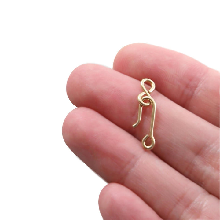 14K Solid Gold Eye and Hook Clasp for Jewelry Making.