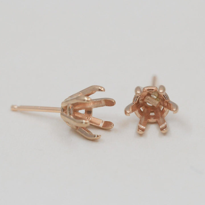 Pair Round 6-Prong Claw Pre-Notched Earring Setting Mounting