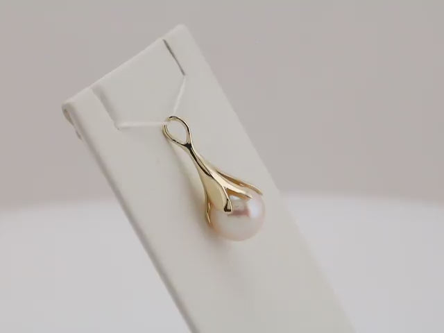 14K Gold Floral Pendant Mounting Pendant Cap for Pearl