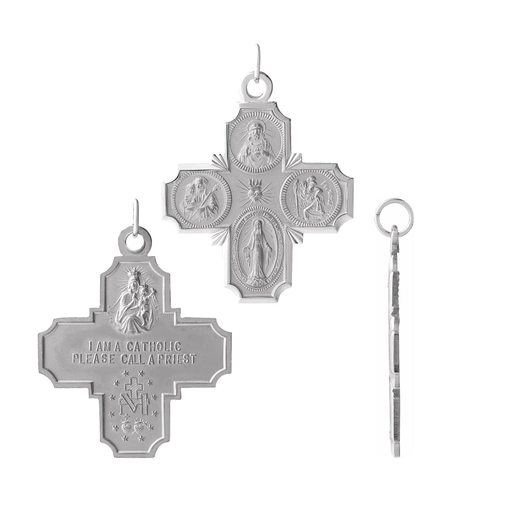 Four-Way Cross Medal Catholicism Spiritual Pendant