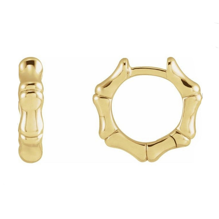 Bamboo Hinged Huggie Earrings in 14K Solid Gold or Platinum