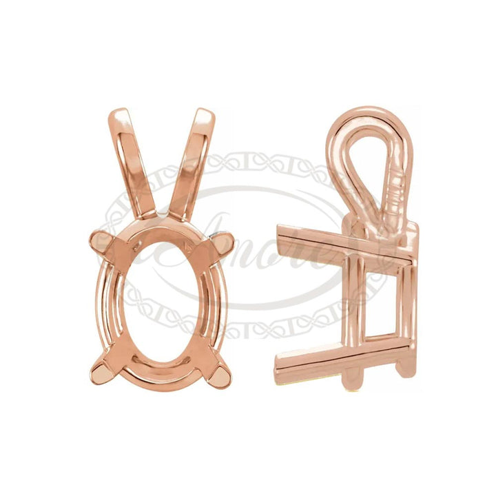 14k rose gold oval solitaire basket pendant mountings.