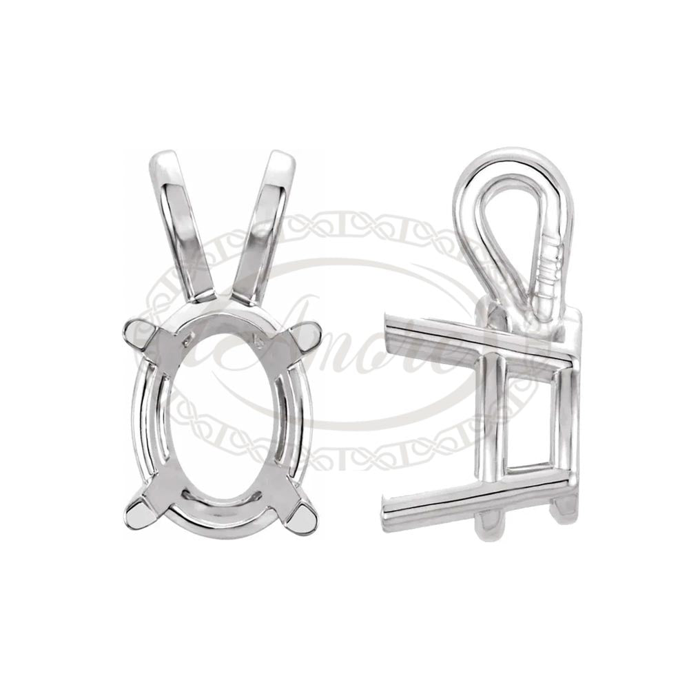 14k white gold oval solitaire basket pendant mountings.