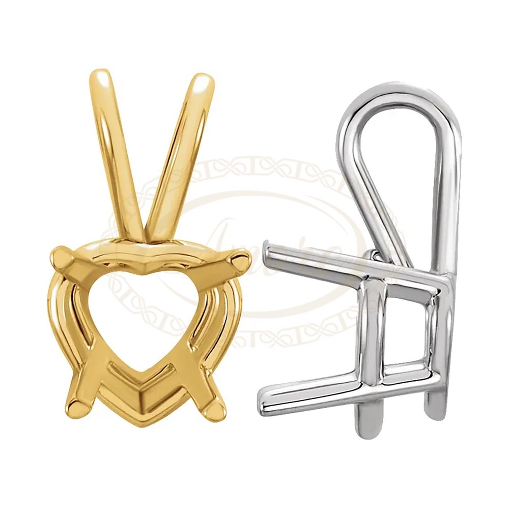 Heart Solitaire Basket Pendant Setting Mountings