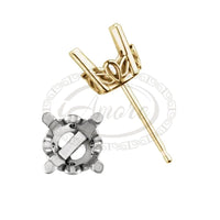 Round 4-Prong Scroll Setting Stud Earrings Mounting