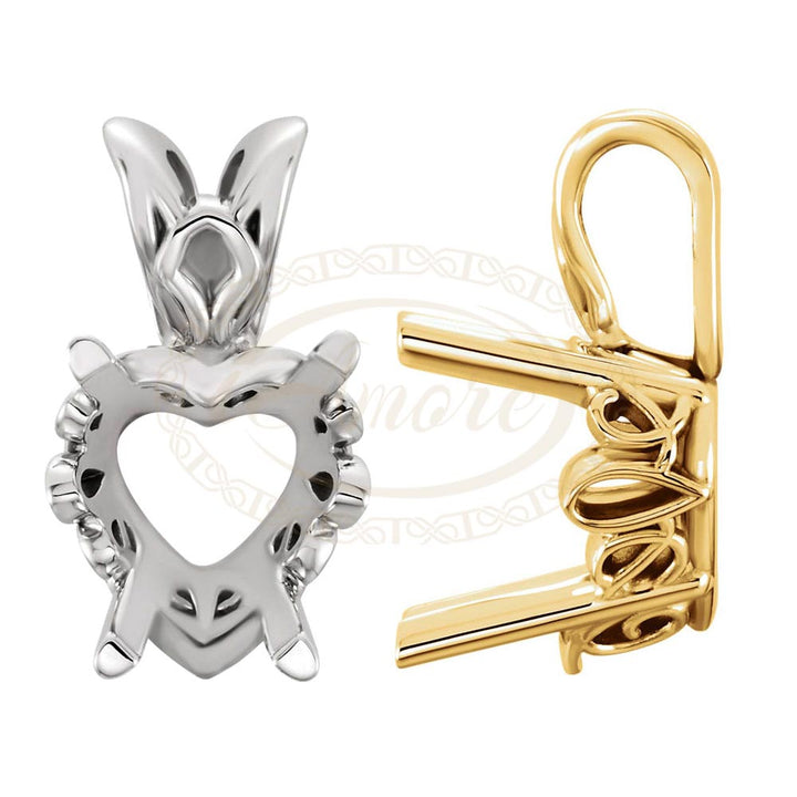 Heart Solitaire Scroll Pendant Setting Mountings