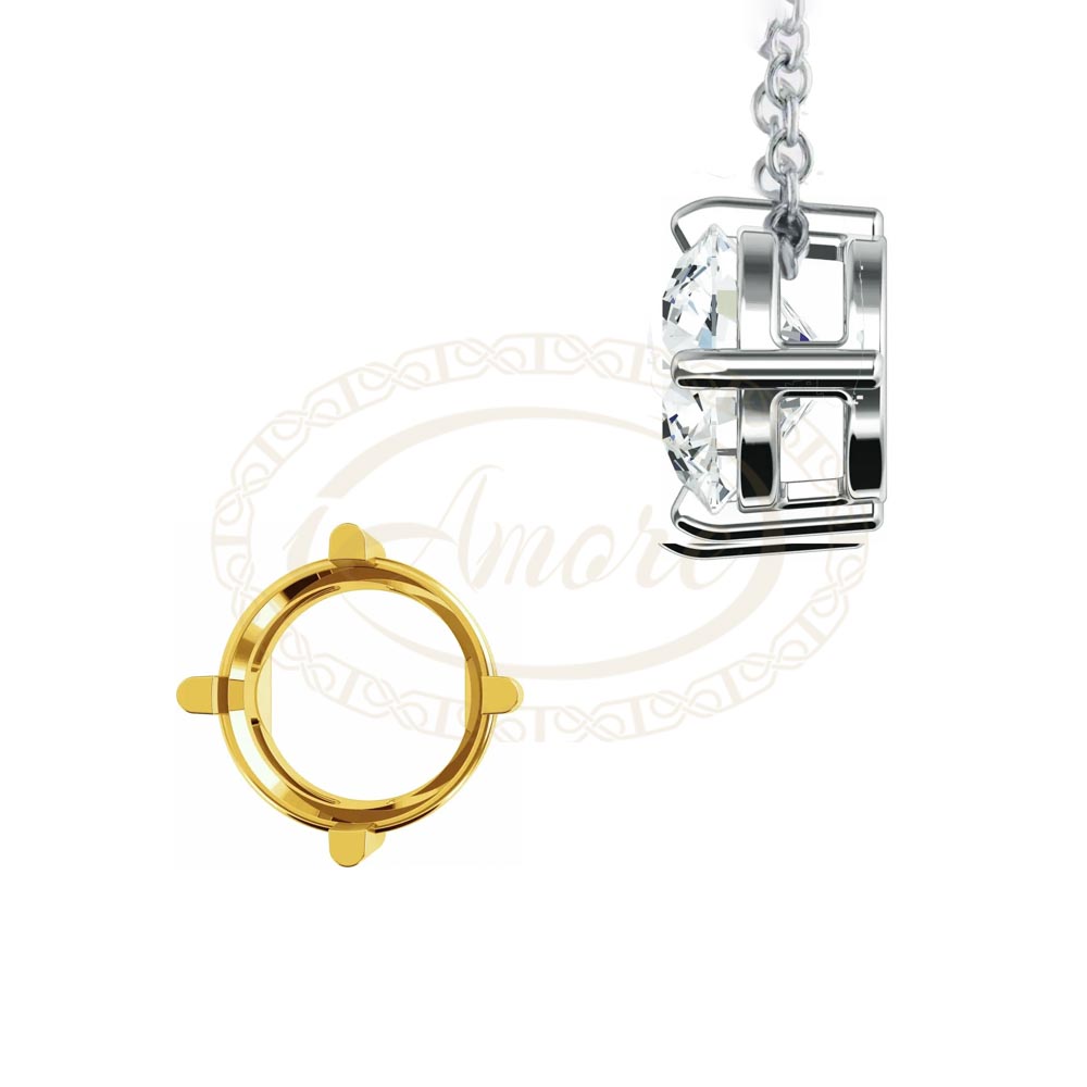 Round Solitaire Basket Slide Pendant Mounting