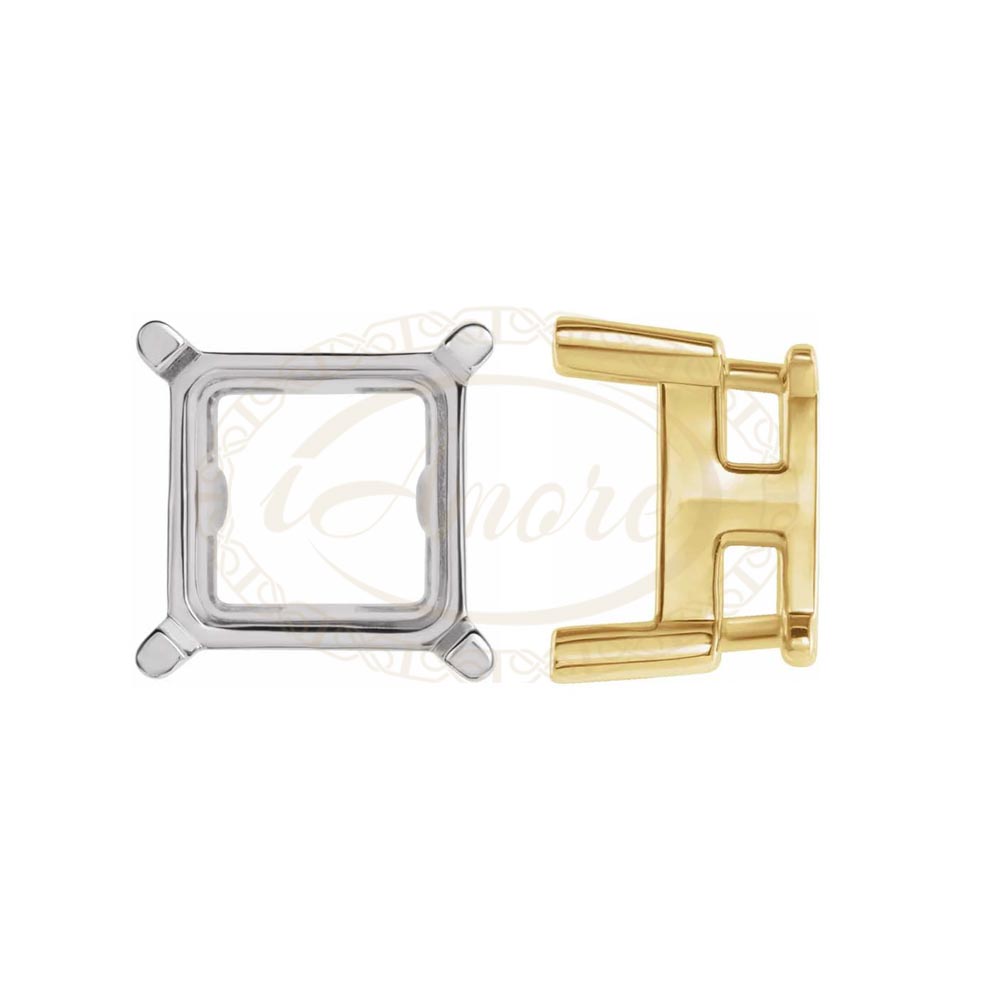 Square Solitaire Basket Slide Pendant Mounting