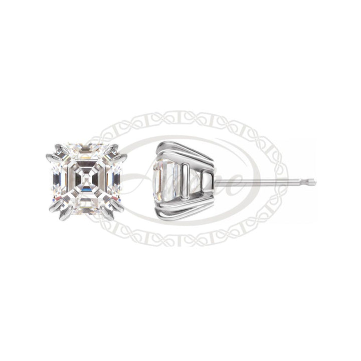Asscher 4-Prong Double-Claw Earring Mounting