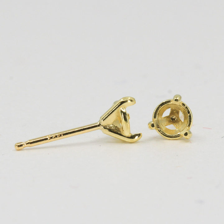 Pair 3-Prog Claw Round Martini Cocktail Stud Earring Mountings