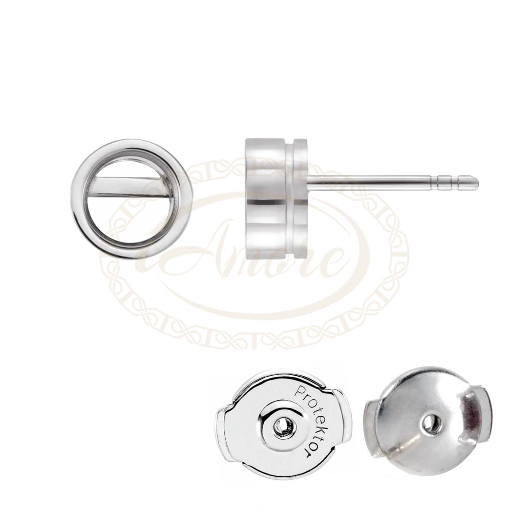 Round Bezel Protektor Locking Stud Earring Mountings