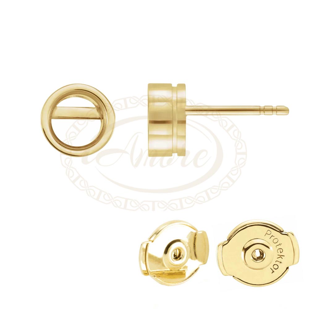 Round Bezel Protektor Locking Stud Earring Mountings