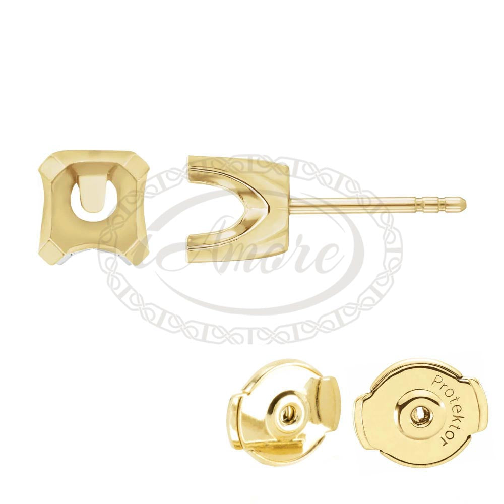 Round Solstice Solitaire Locking Stud Earring Mountings