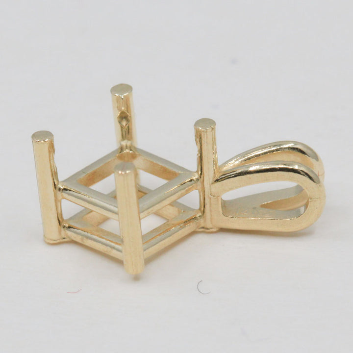 Square Solitaire Pre-Notched Basket Pendant Setting Mountings