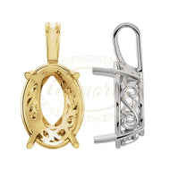 Oval Laurel Scroll Solitaire Pendant mountings