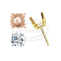 Round Vintage Scroll Basket Earring Stud Setting Mountings