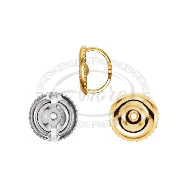 14K Gold Threaded Earring Back with 6.4mm Pad Fit 0.034" Threaded Post