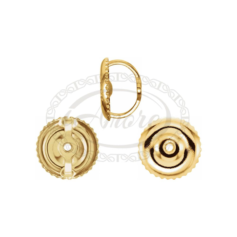14K Gold Threaded Earring Back with 6.4mm Pad Fit 0.034" Threaded Post