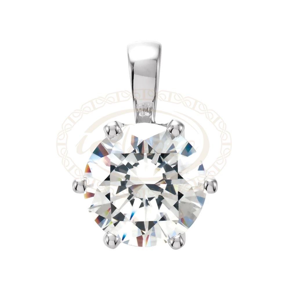 Round 6 Prong Crown Solitaire Pendant setting Mountings