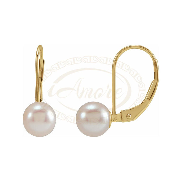 14K Solid Gold Lever Back Earring Mounting for Pearl