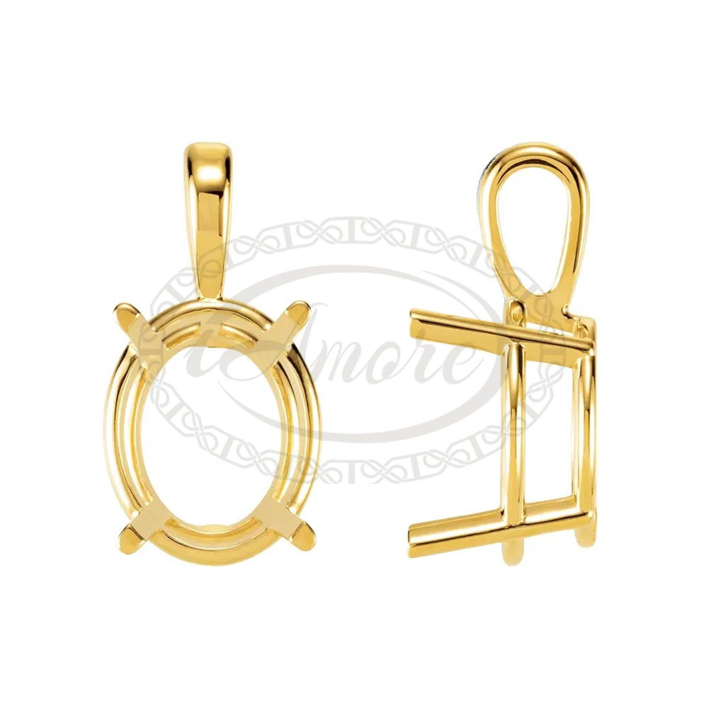 Oval Solitaire Basket Pendant Setting Mountings