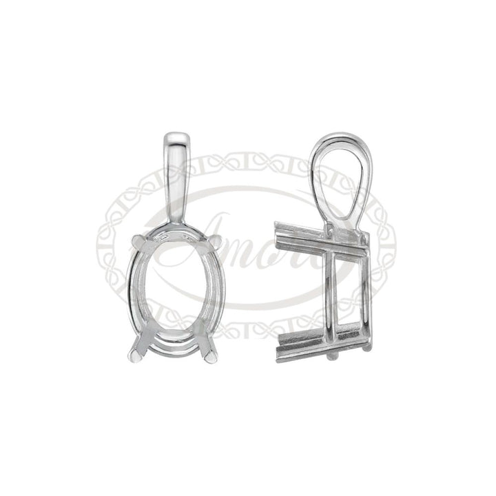 Oval Solitaire Lightweight Basket Pendant Setting Mountings