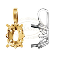 Oval Solitaire Fleur De Lis Pendant Setting Mountings