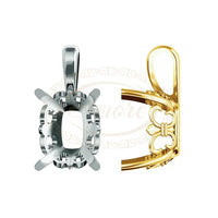 Cushion Solitaire Fleur-de-lis Pendant Setting Mounting